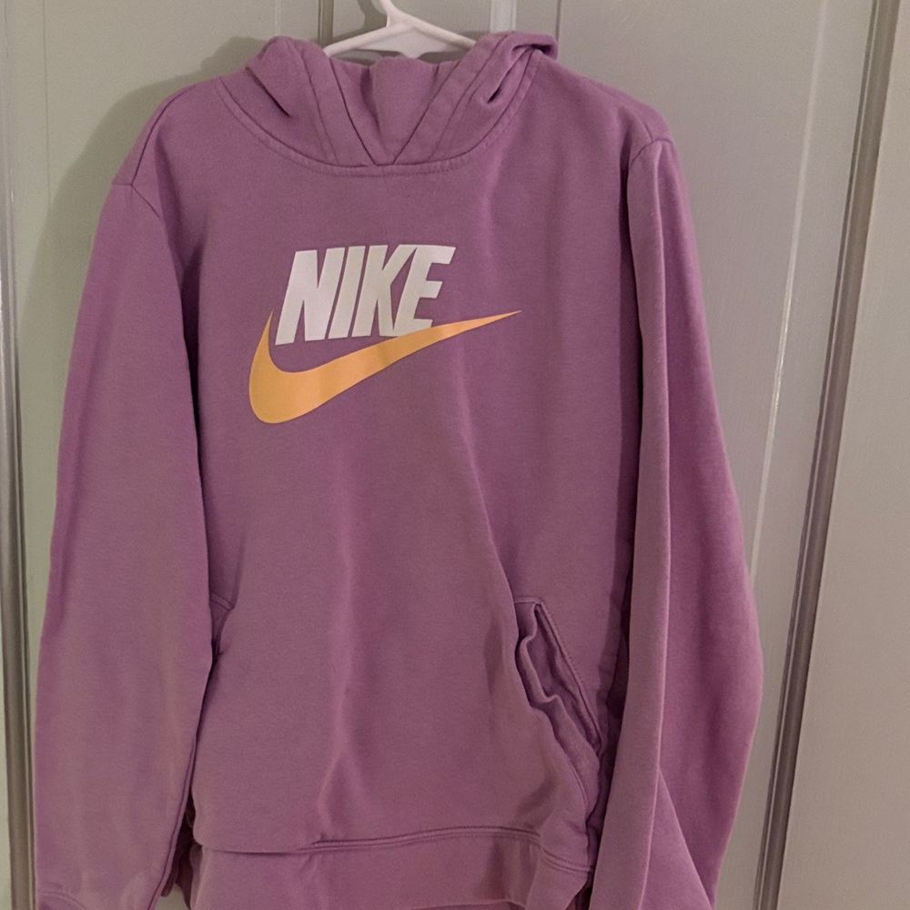 Nike Lavender Hoodie with White and Orange Logo